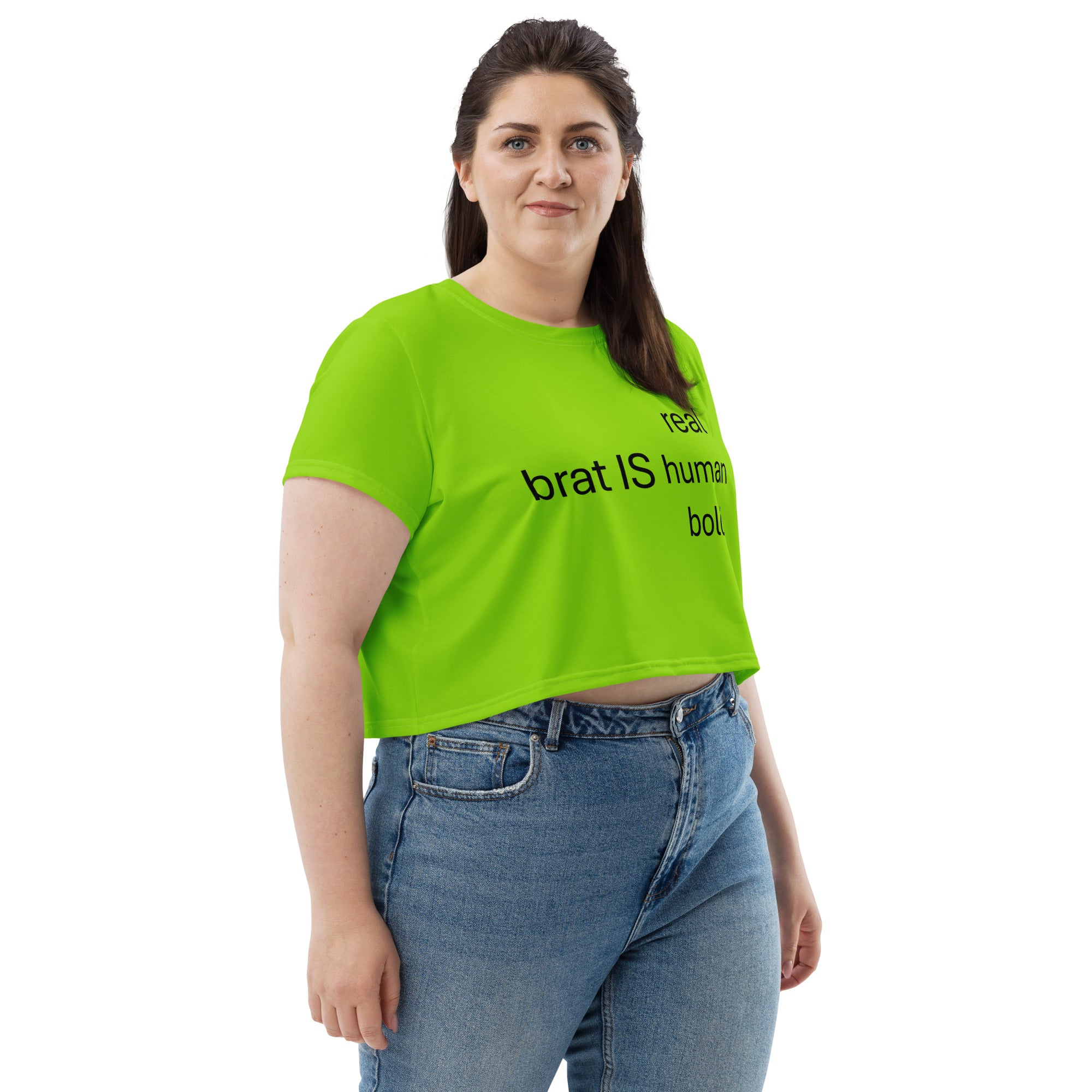 Streetwear Brat Green Crop Top. Party Crop Tee. Activewear or Runners' Top. Brat IS Real by WickedYo.